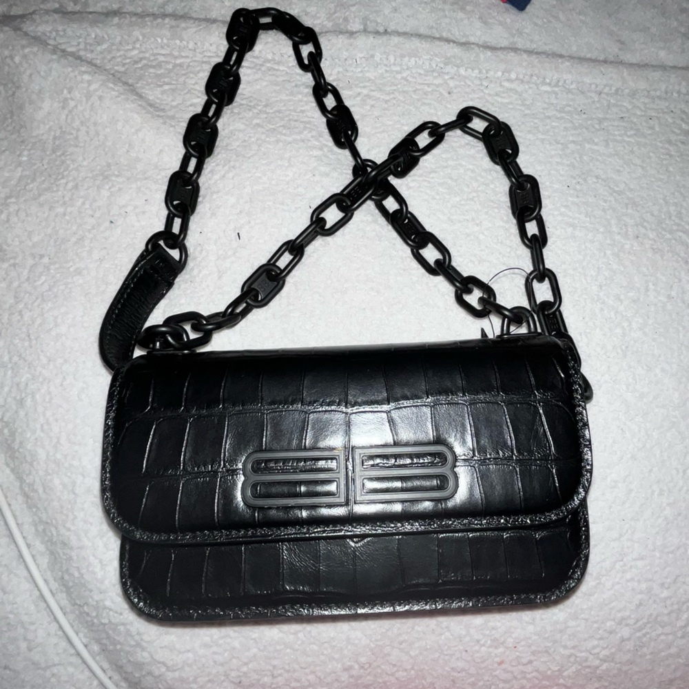 BALENCIAGA BLACK CALFSKIN LEATHER GOSSIP CROSSBODY BAG NWT SEE DESCRIPTION - Picture 8 of 11